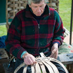 Owen Jones making an oak swill at Hatfield Living Crafts fair 2017